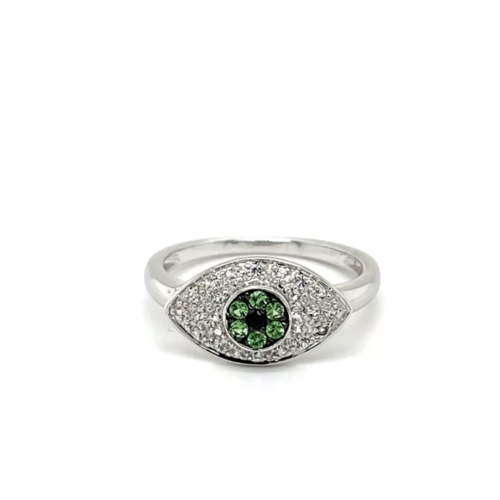 EUC Elegant Silver and Green Eye Ring